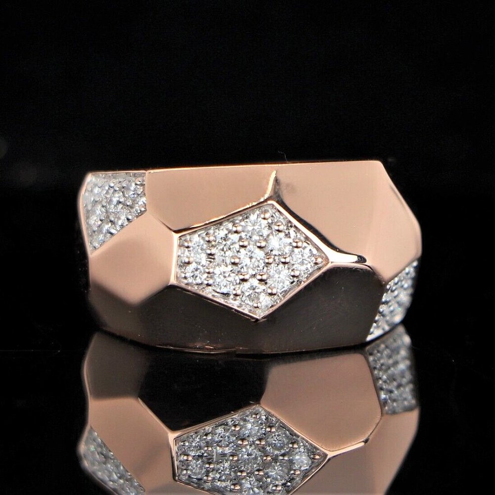 19802 Roberto Coin 18K Rose Gold Diamond Geometric Dome Band Ring 6.5